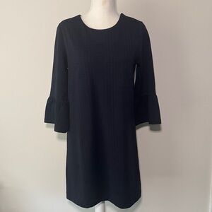 Banana Republic Navy Plaid Bell Sleeve Stretch Shift Dress Size Small